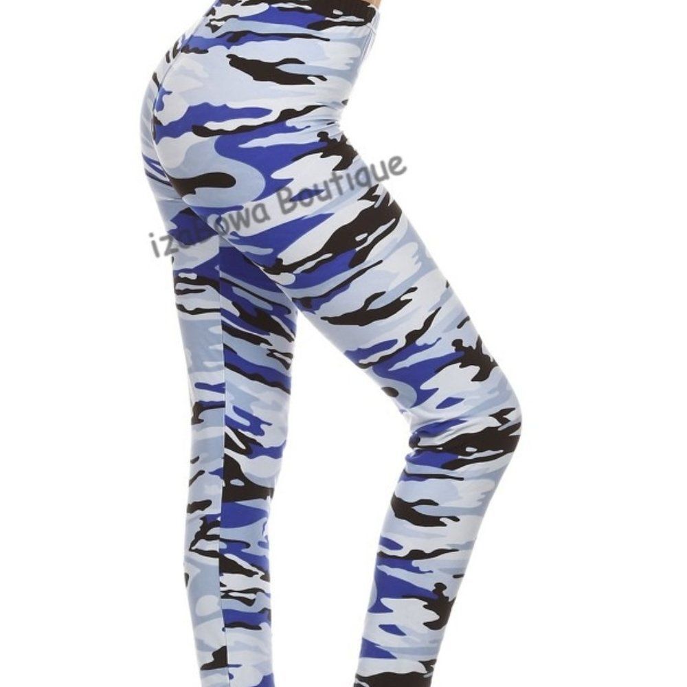 Blue Camo Leggings  LG1416OS  One Size 0-14  NWT Boutique